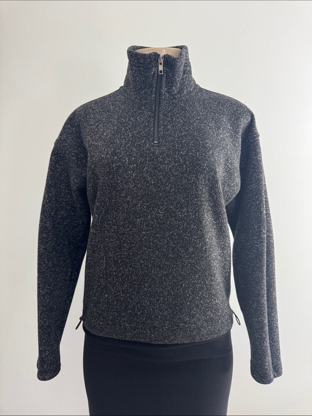 Woman’s Half-Zip Heathered Black Pullover Sweater
